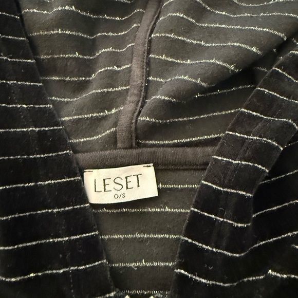 LESET Black and White Striped Cropped Hoodie - Picture 2 of 4